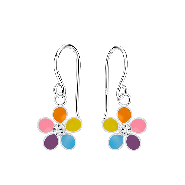 Wholesale Sterling Silver Flower Crystal Earrings - JD10266