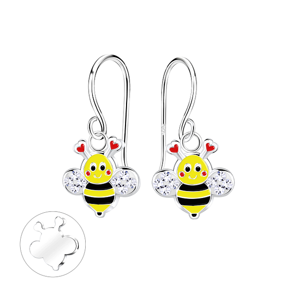 Wholesale Sterling Silver Crystal Bee Earrings - JD10438