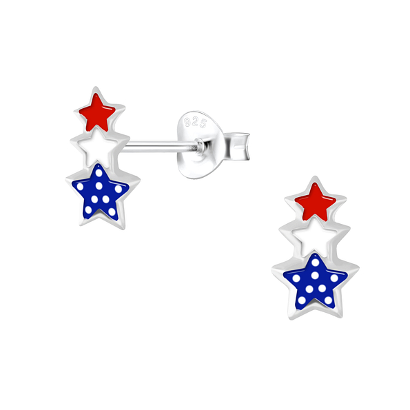 Wholesale Sterling Silver USA Star Ear Studs - JD10215