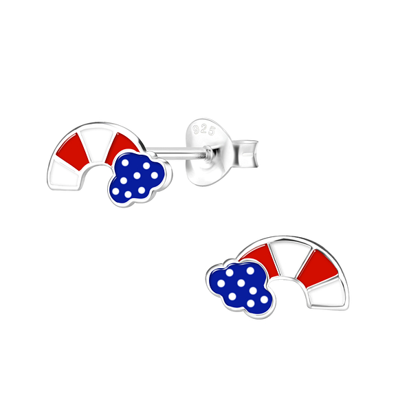 Wholesale Sterling Silver USA Rainbow Ear Studs - JD10211