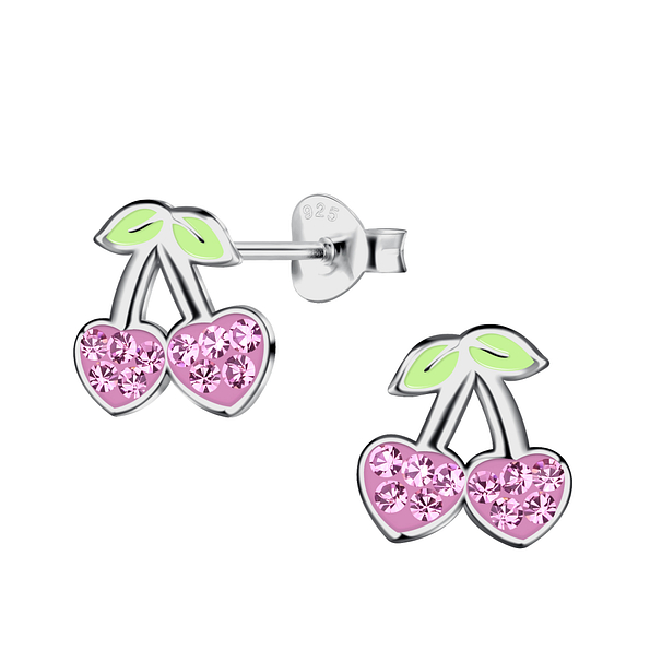 Wholesale Sterling Silver Cherry Ear Studs - JD21405