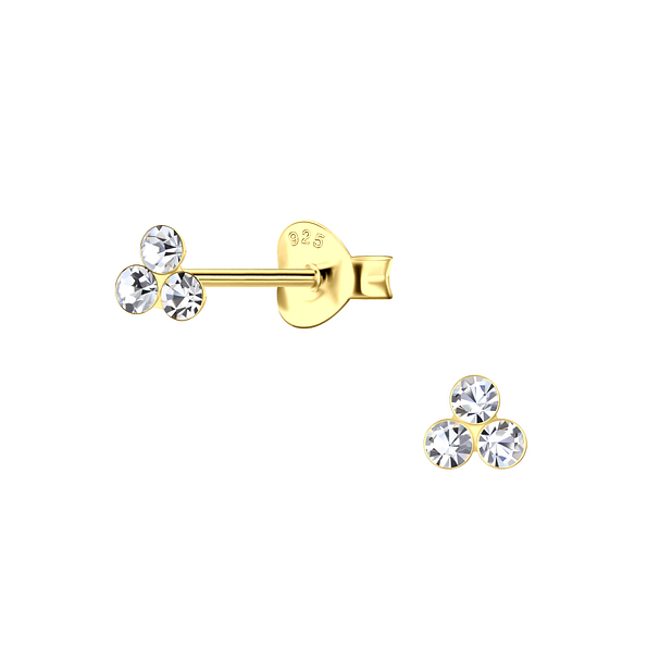 Wholesale Sterling Silver Three Stones Ear Studs - JD21850