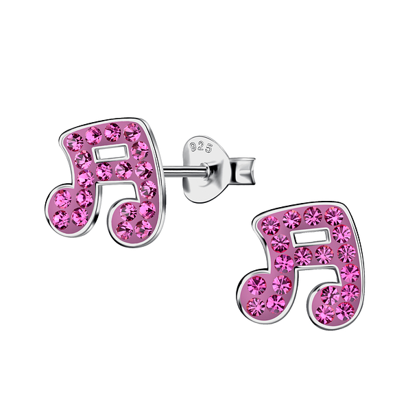 Wholesale Sterling Silver Music Note Ear Studs - JD21404