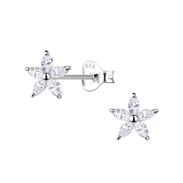 Wholesale Sterling Silver Flower Ear Studs - JD21840