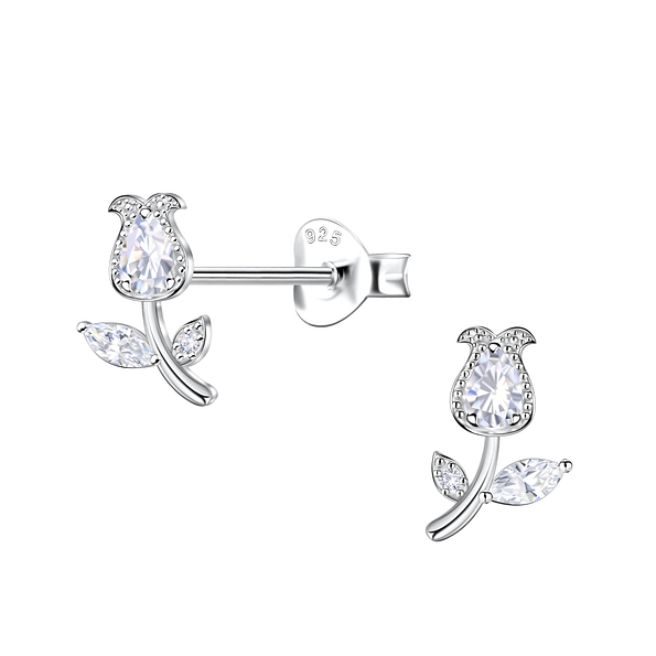 Wholesale Sterling Silver Tulip Flower Ear Studs - JD21822