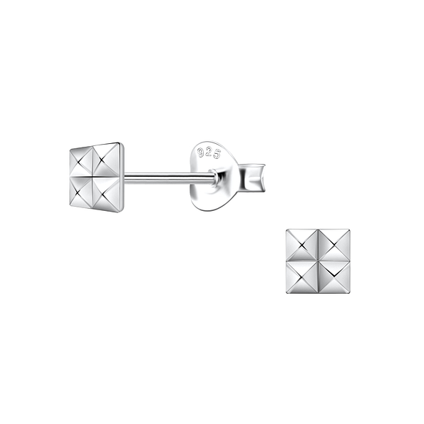 Wholesale Sterling Silver Square Ear Studs - JD21835