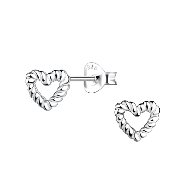 Wholesale Sterling Silver Twisted Heart Ear Studs - JD21800