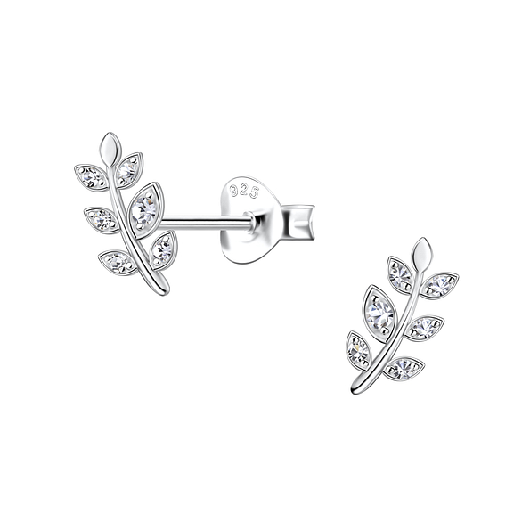 Wholesale Sterling Silver Olive Leaf Ear Studs - JD21873