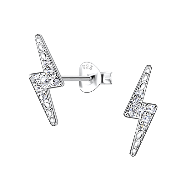 Wholesale Sterling Silver Thunder Bolt Ear Studs - JD21874