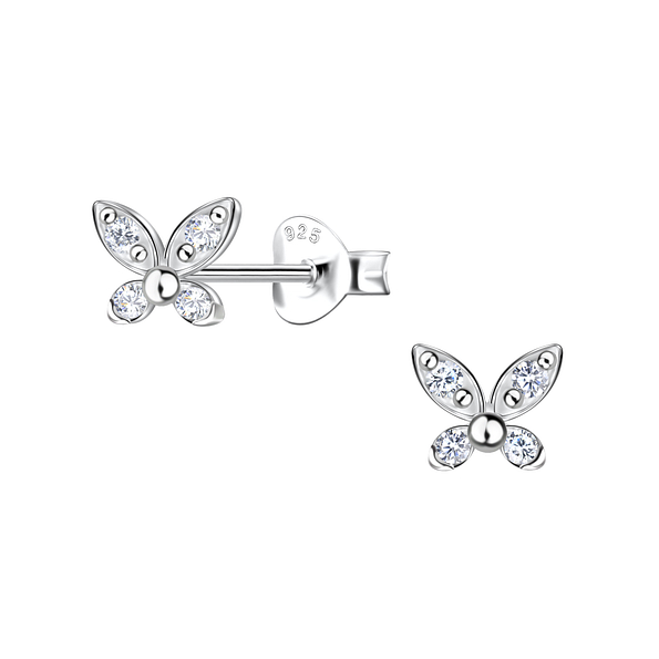 Wholesale Sterling Silver Butterfly Ear Studs - JD21830