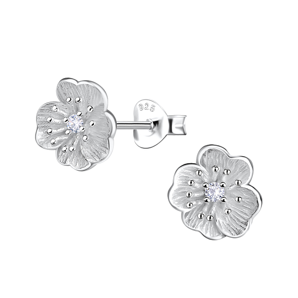 Wholesale Sterling Silver Flower Ear Studs - JD21808