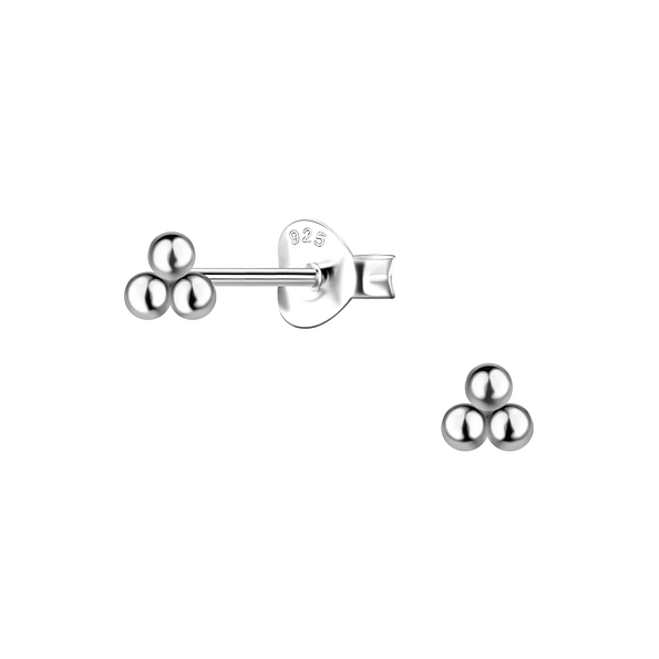 Wholesale Sterling Silver Triangle Ball Ear Studs - JD21859