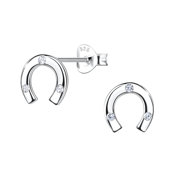 Wholesale Sterling Silver Horseshoe Ear Studs - JD21680