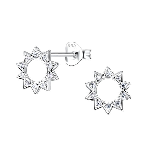 Wholesale Sterling Silver Sun Ear Studs - JD21679