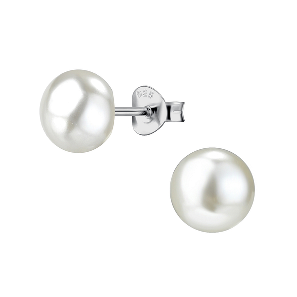 Wholesale 8mm Fresh Water Pearl Sterling Silver Ear Studs - JD21845