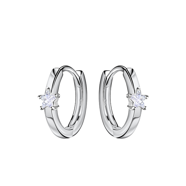 Wholesale 12mm Sterling Silver Star Huggie Earrings - JD21814