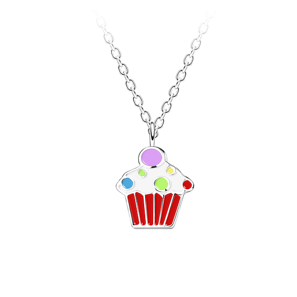 Wholesale Sterling Silver Cupcake Necklace - JD20196