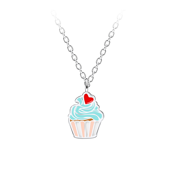 Wholesale Sterling Silver Cupcake Necklace - JD21202