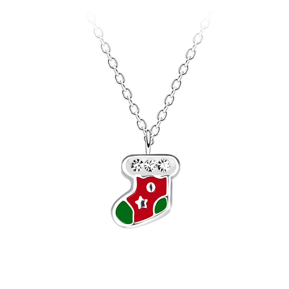 Wholesale Sterling Silver Christmas Stocking Necklace - JD20214