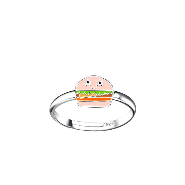 Wholesale Sterling Silver Burger Adjustable Ring - JD20192