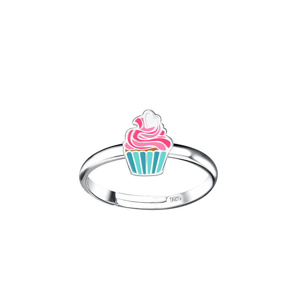 Wholesale Sterling Silver Cup Cake Adjustable Ring - JD20784