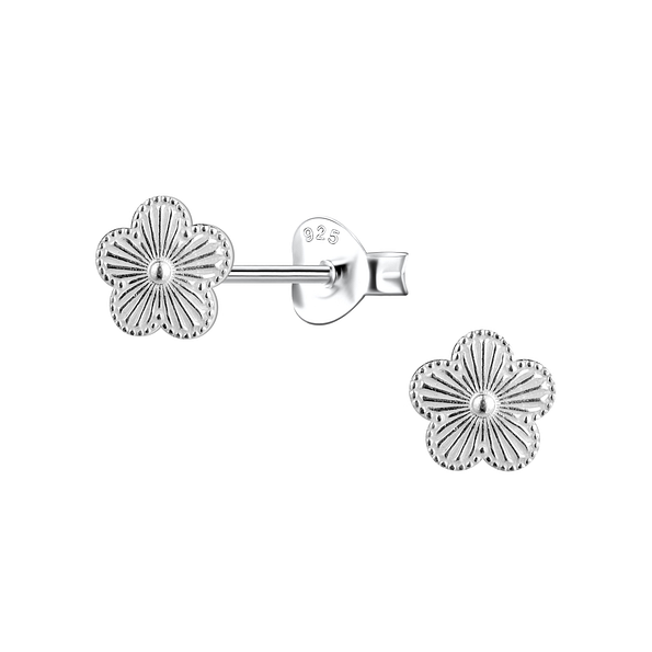 Wholesale Sterling Silver Flower Ear Studs - JD21884