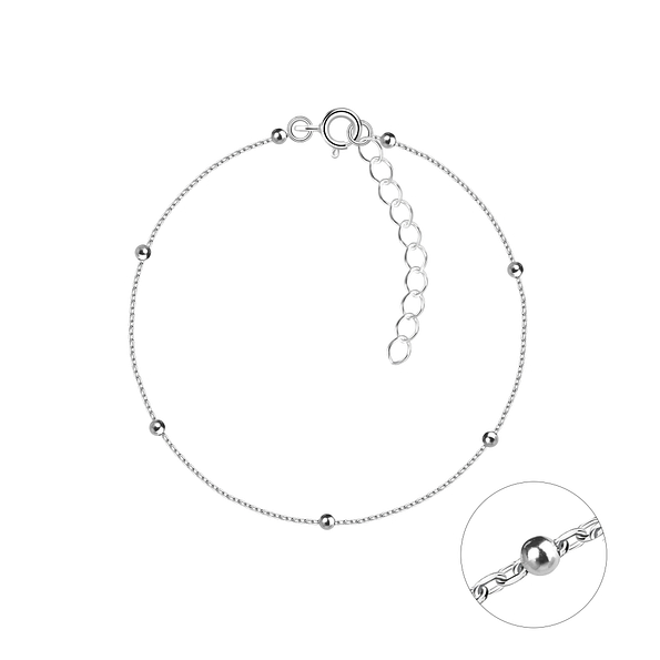 Wholesale 18cm Sterling Silver Satellite Bracelet with Extension - JD21446