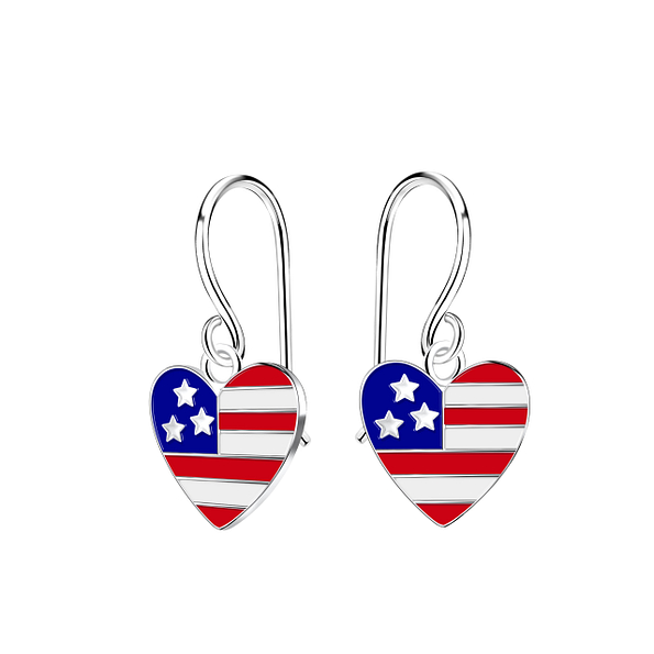 Wholesale Sterling Silver USA Heart Earrings - JD21589