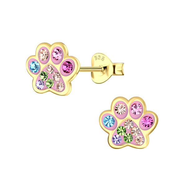 Wholesale Sterling Silver Paw Print Ear Studs - JD21996