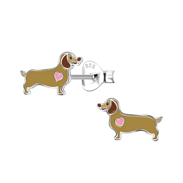 Wholesale Sterling Silver Dachshund Dog Ear Studs - JD22035