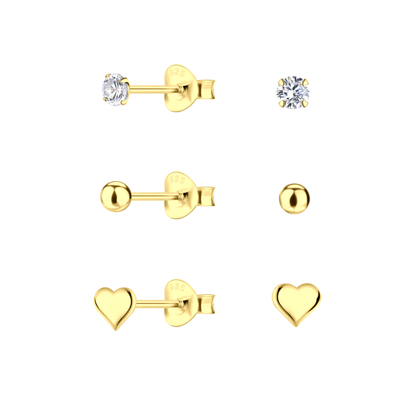 Wholesale Sterling Silver Heart Ear Studs Set - JD22340