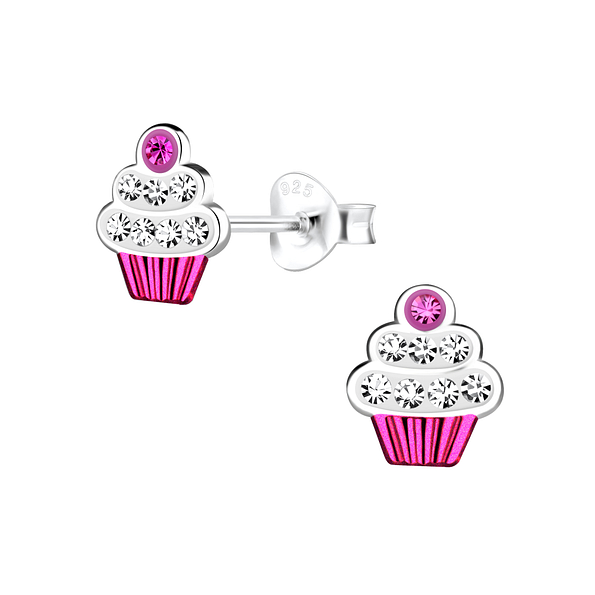 Wholesale Sterling Silver Cupcake Ear Studs - JD19355