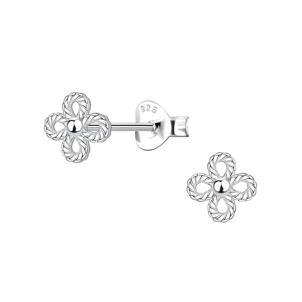 Wholesale Sterling Silver Twisted Flower Ear Studs - JD22106