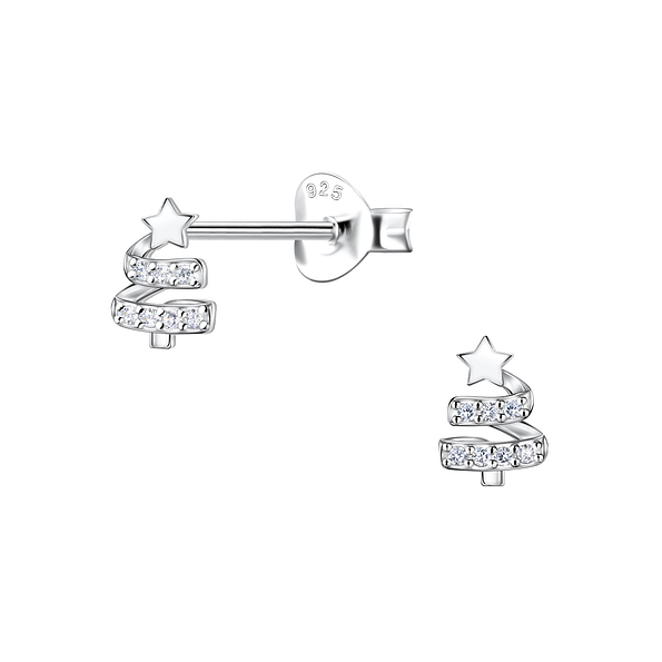 Wholesale Sterling Silver Christmas Tree Ear Studs - JD22113 Wholesale Sterling Silver Christmas Tree Ear Studs - JD22113