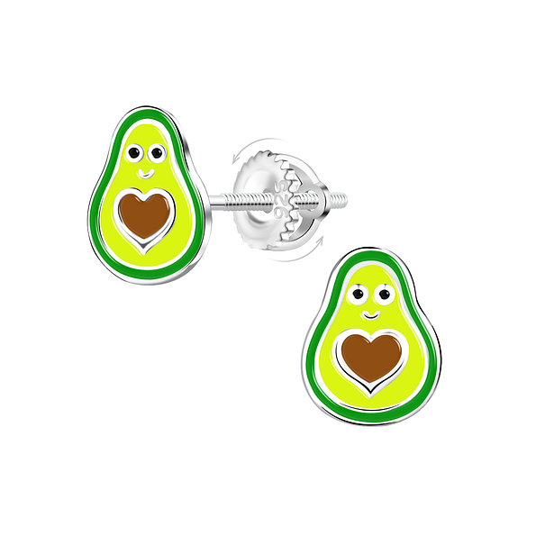 Wholesale Sterling Silver Avocado Screw Back Ear Studs - JD21959