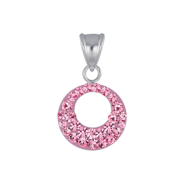 Wholesale Sterling Silver Round Crystal Pendant - JD3076