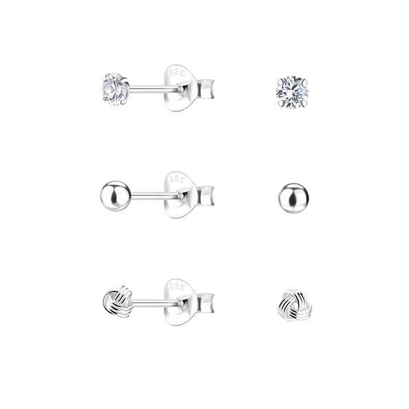 Wholesale Sterling Silver Round Ear Studs Set - JD22331