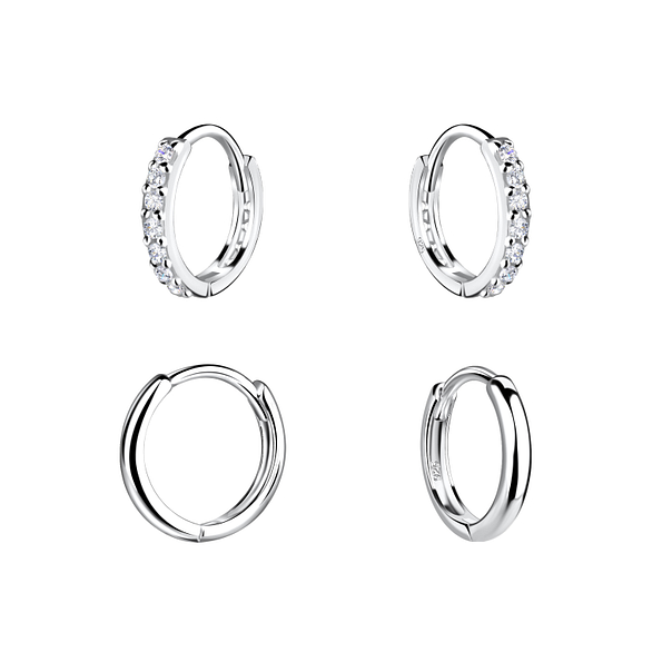 Wholesale Sterling Silver Huggie Earrings Set - JD22371