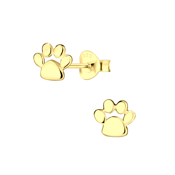 Wholesale Sterling Silver Paw Print Ear Studs - JD22063