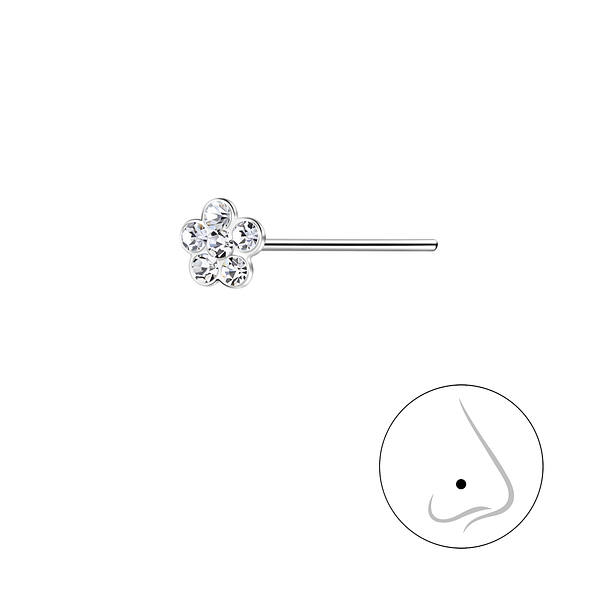 Wholesale Sterling Silver Flower Nose Stud  - JD22396