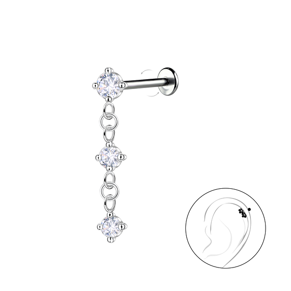 Wholesale Sterling Silver Hanging Stones with Titanium Labret - JD22753