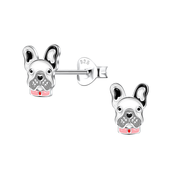 Wholesale Sterling Silver French Bulldog Ear Studs - JD22163