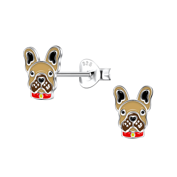 Wholesale Sterling Silver French Bulldog Ear Studs - JD22164