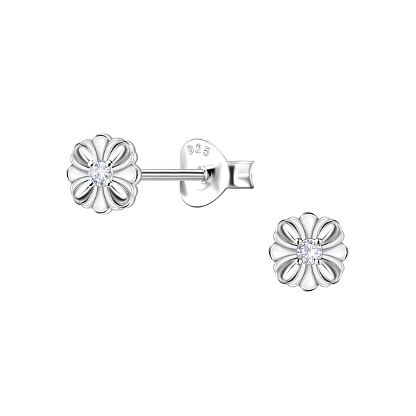 Wholesale Sterling Silver Flower Ear Studs - JD22689