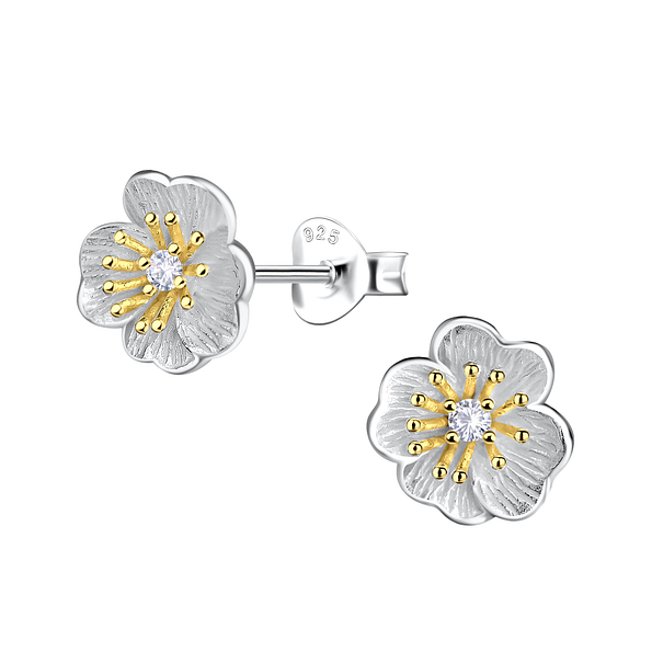 Wholesale Sterling Silver Flower Ear Studs - JD21914