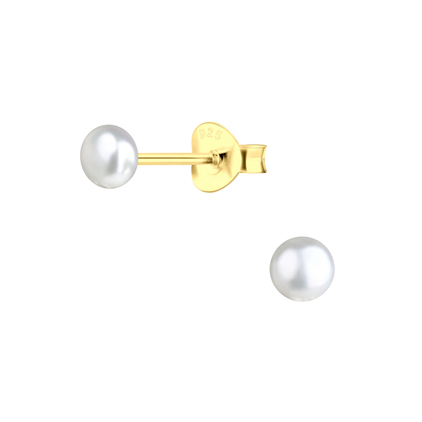 Wholesale 4mm Fresh Water Pearl Sterling Silver Ear Studs - JD21209