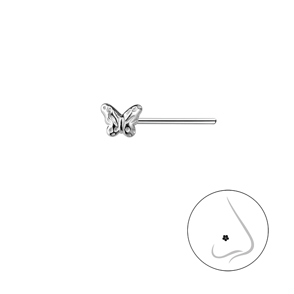 Wholesale Sterling Silver Butterfly Nose Stud  - JD22039