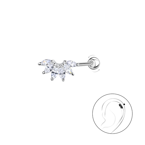 Wholesale Sterling Silver Geometric Cartilage Stud with Sterling Silver Ball Screw Back - JD20441