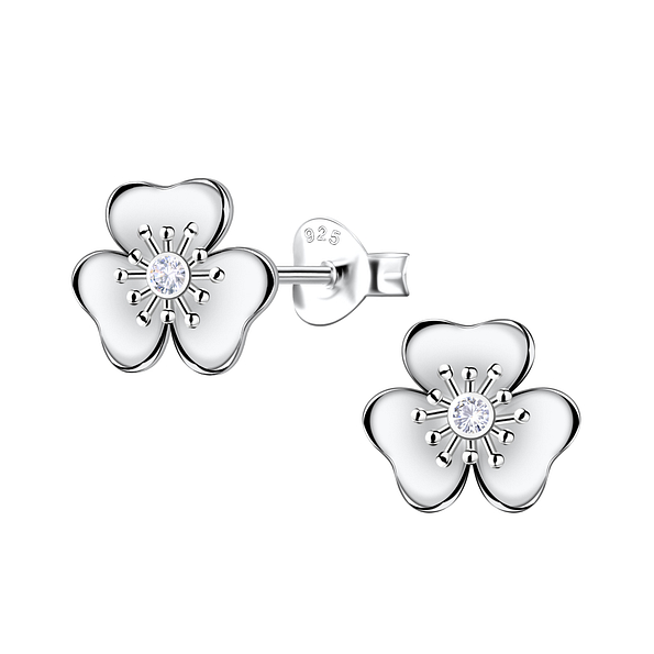 Wholesale Sterling Silver Flower Ear Studs - JD22638
