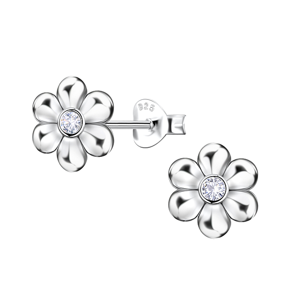 Wholesale Sterling Silver Flower Ear Studs - JD22643